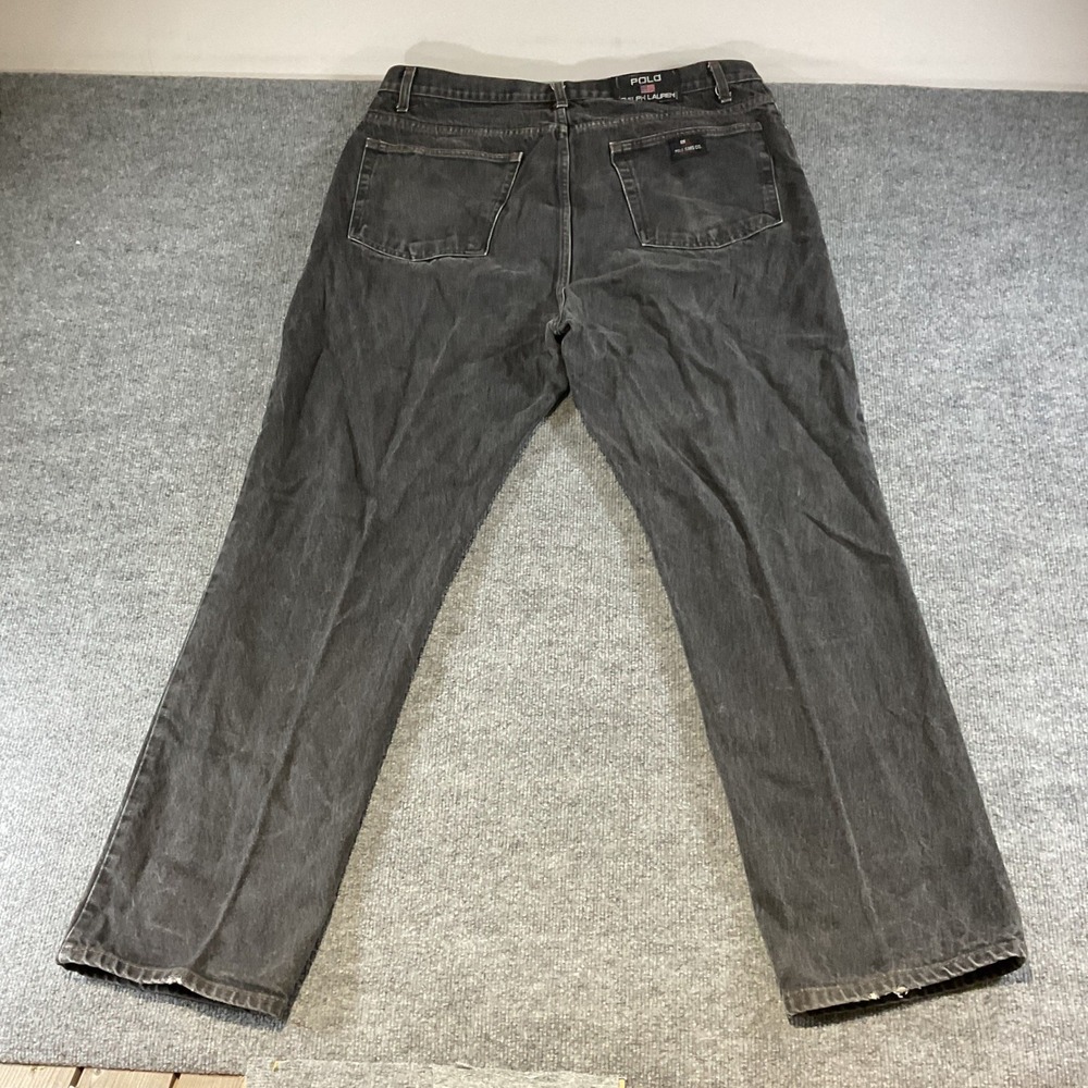 Polo Ralph Lauren Jeans Co Mens Faded Black Straight Leg Denim Jeans 38x32 VTG